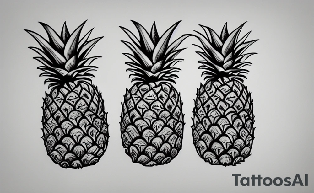 Pineapple cut in half tattoo idea