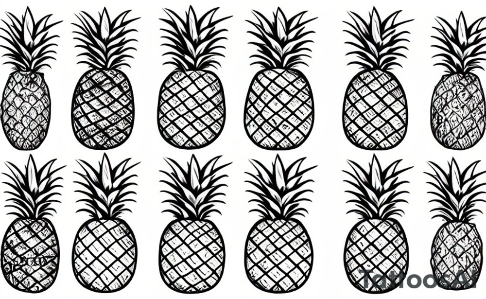 Pineapple cut in half tattoo idea