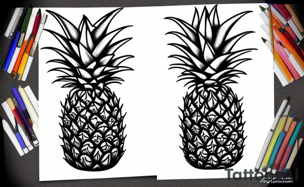 Pineapple cut in half tattoo idea
