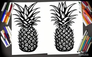 Pineapple cut in half tattoo idea