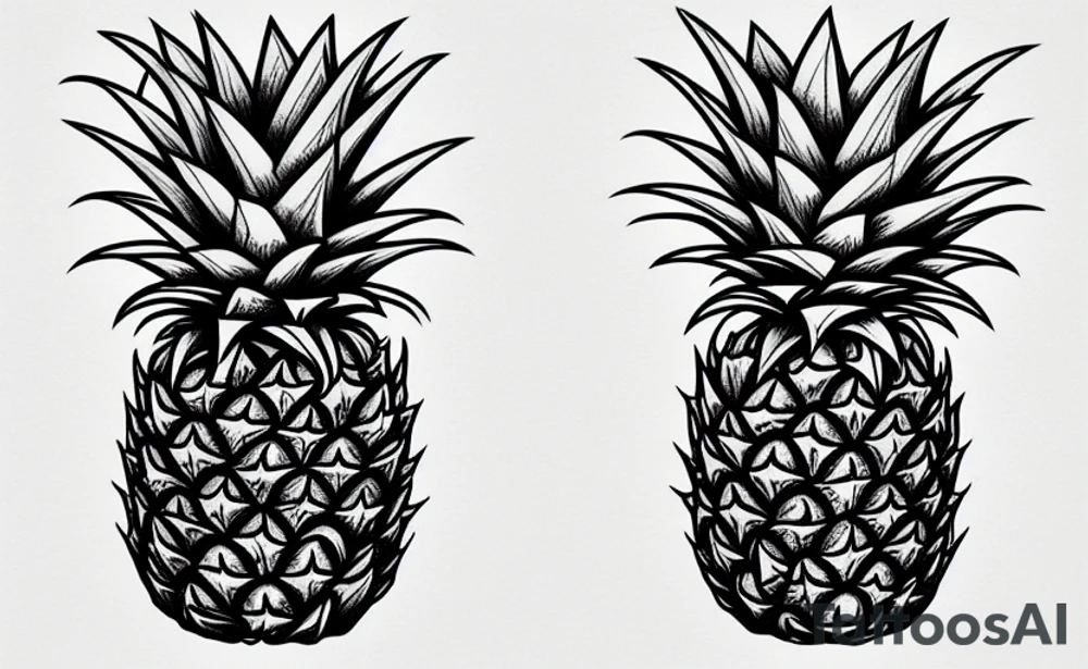 Pineapple cut in half tattoo idea
