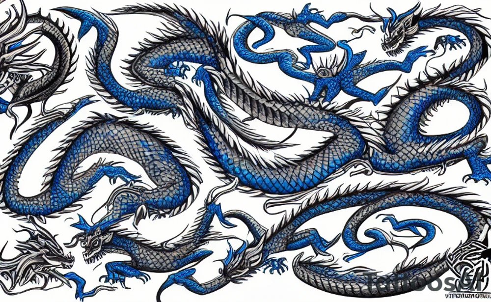 dragon with blue diamond tattoo idea