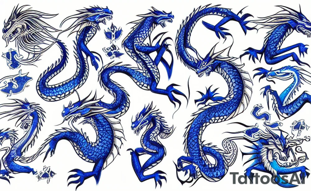 dragon with blue diamond tattoo idea