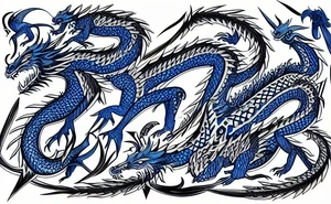 dragon with blue diamond tattoo idea
