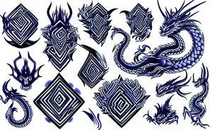 dragon with blue diamond tattoo idea