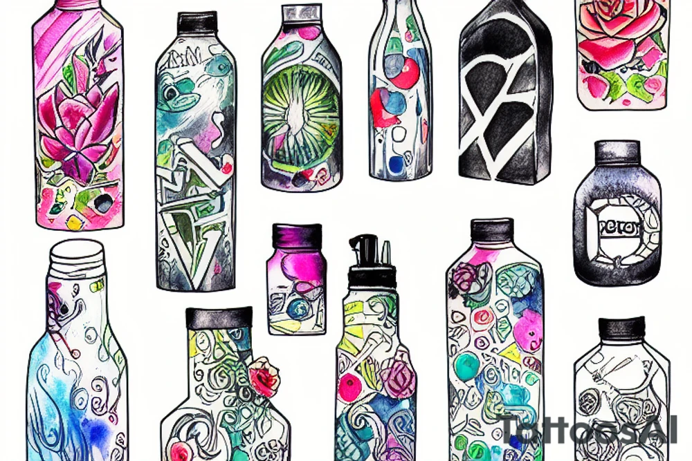 Water bottle tattoo idea
