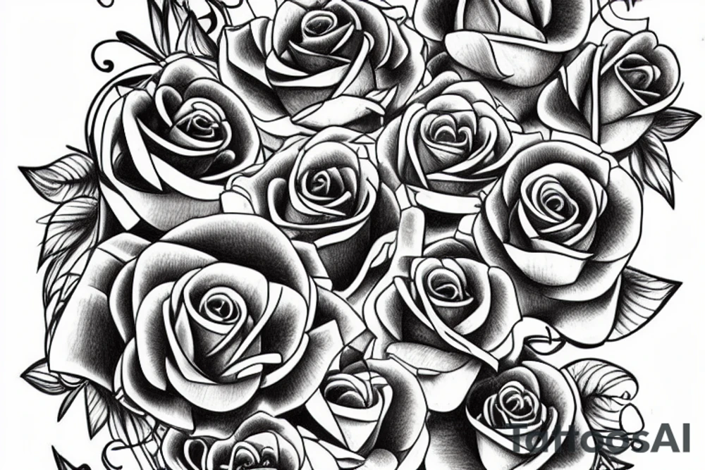A boque of roses tattoo idea