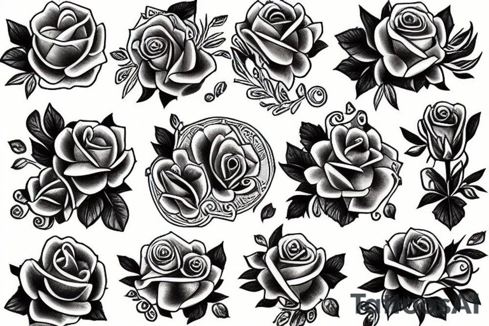 A boque of roses tattoo idea