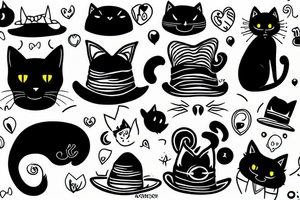 A black cat with a funny hat tattoo idea