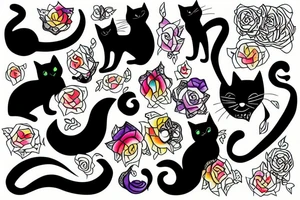 Black cat tattoo idea