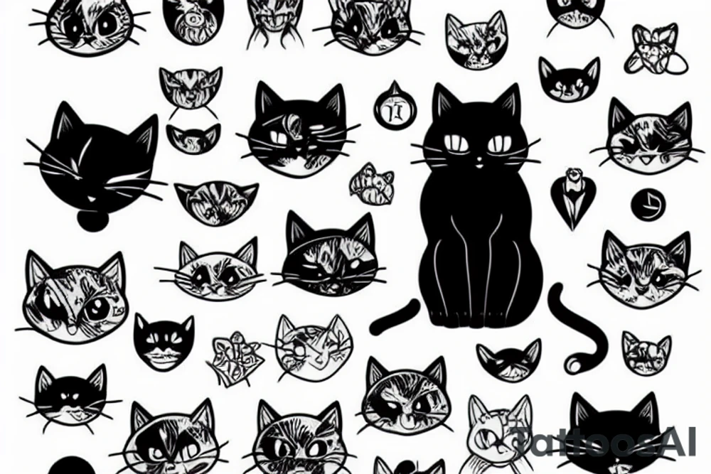Black cat tattoo idea