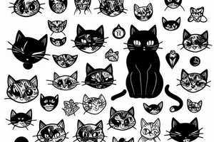 Black cat tattoo idea