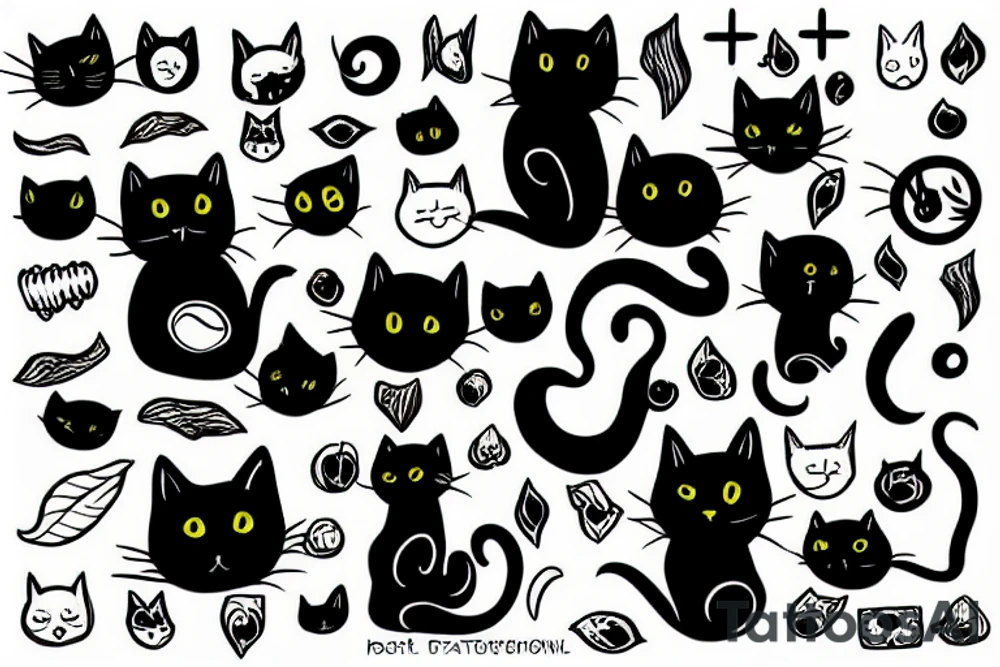 Black cat tattoo idea
