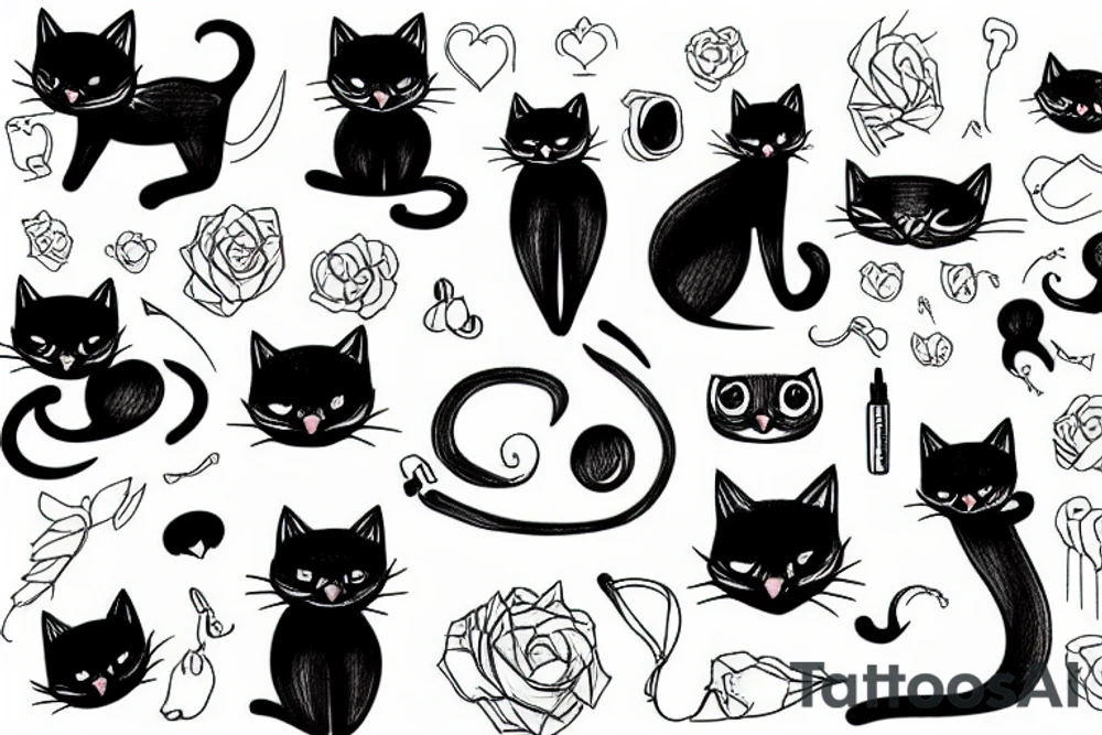 Black cat tattoo idea