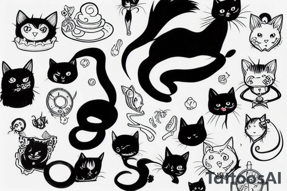 Black cat tattoo idea