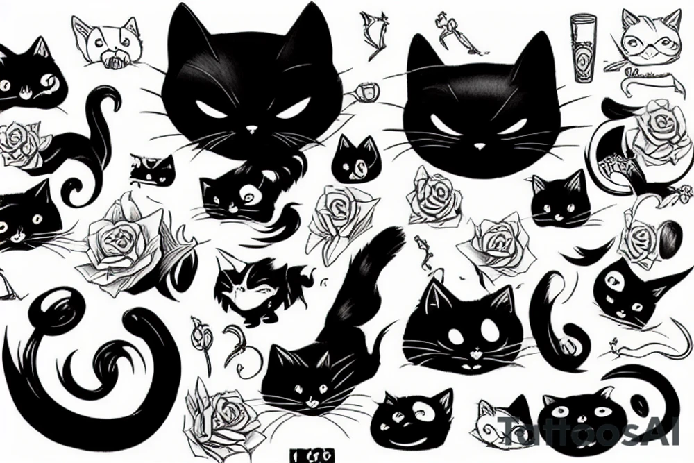 Black cat tattoo idea