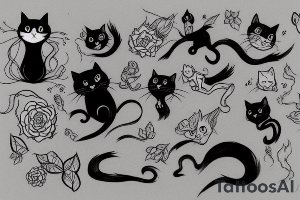 Black cat tattoo idea