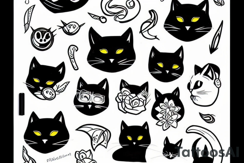 Black cat tattoo idea