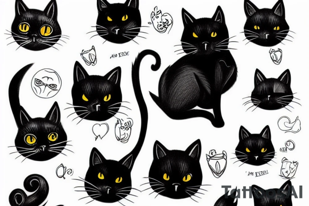 Black cat tattoo idea