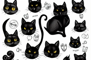 Black cat tattoo idea