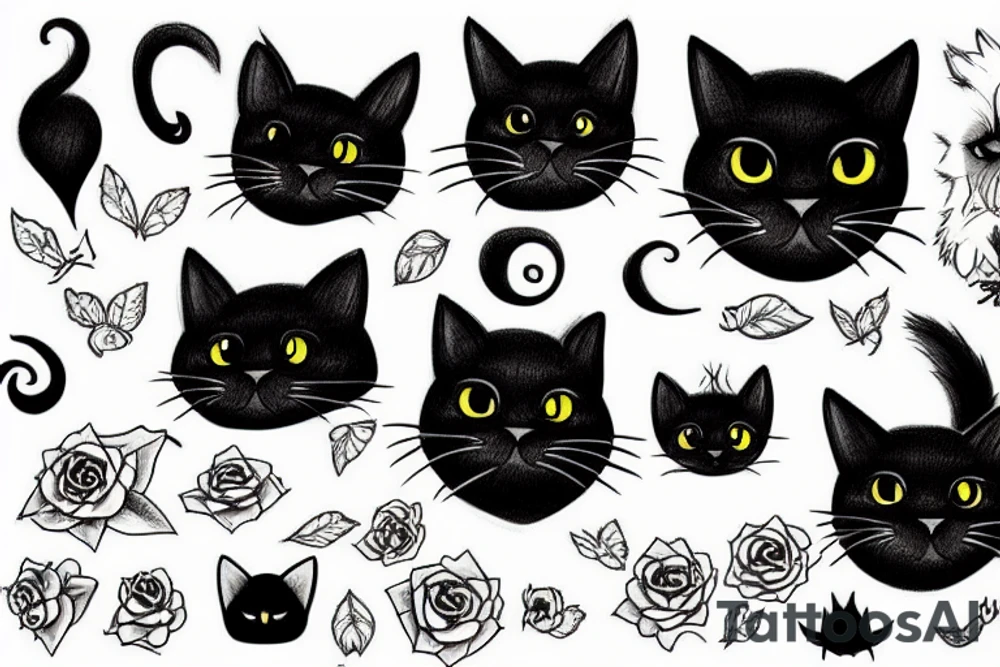 Black cat tattoo idea