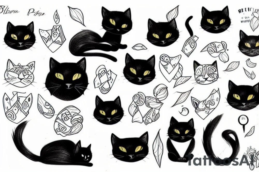 Black cat tattoo idea
