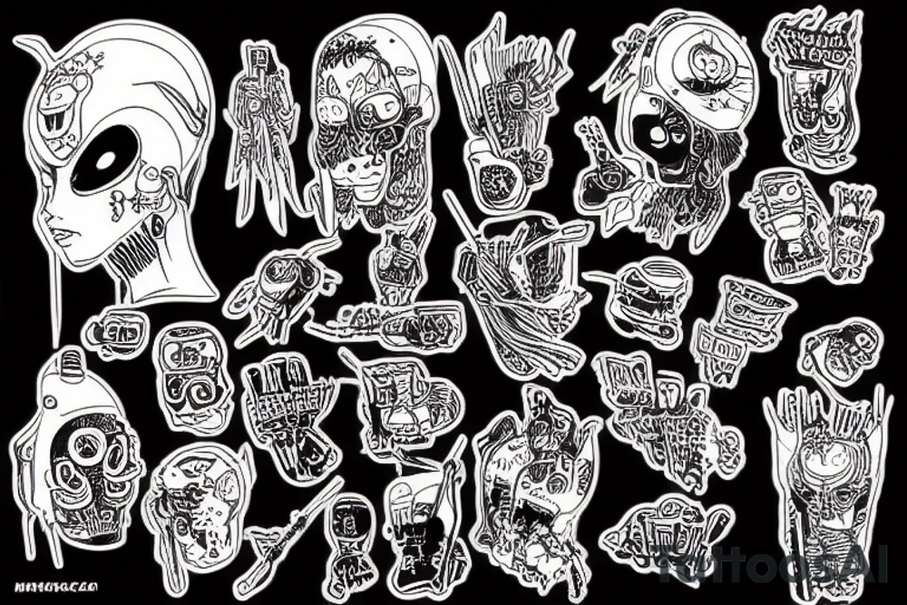 Japanese cyberpunk death ramen tattoo idea