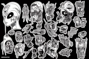 Japanese cyberpunk death ramen tattoo idea