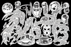 Japanese cyberpunk death ramen tattoo idea