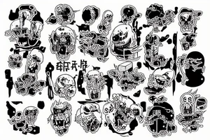 Japanese cyberpunk death ramen tattoo idea