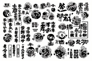 Cyberpunk japanese kanji ramen death tattoo idea