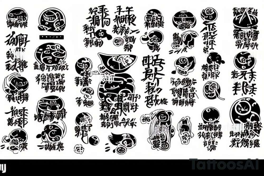 Cyberpunk japanese kanji ramen death tattoo idea