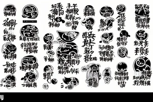 Cyberpunk japanese kanji ramen death tattoo idea