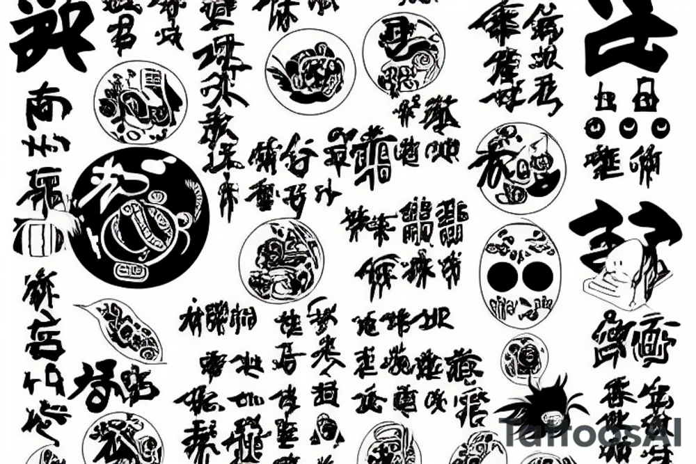 Cyberpunk japanese kanji ramen death tattoo idea
