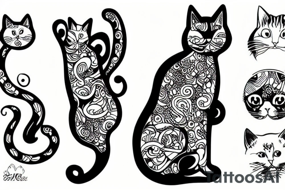 Funky cat tattoo idea