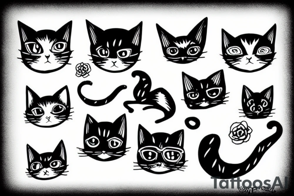 Funky cat tattoo idea