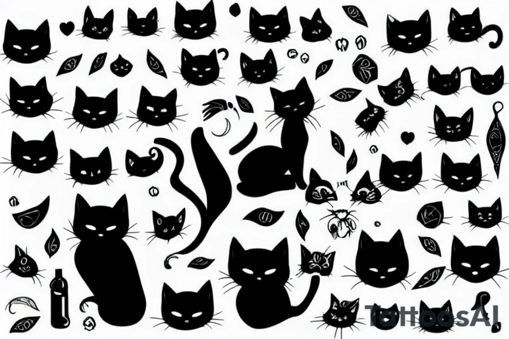 Black cat tattoo idea