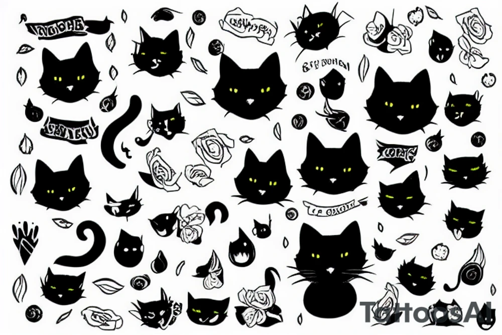 Black cat tattoo idea