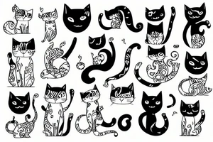Funky cat tattoo idea