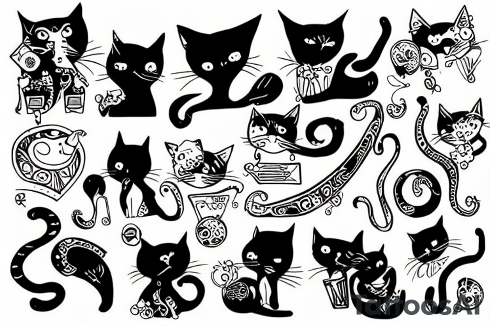 Funky cat tattoo idea