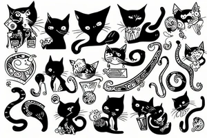 Funky cat tattoo idea