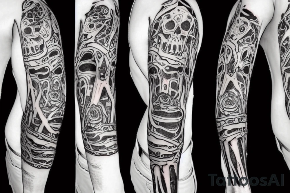 skeleton body wearing a suit tattoo idea