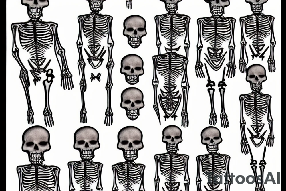skeleton body that is wearing a suit tattoo idea
