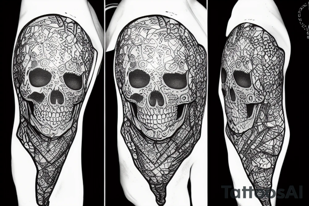 skeleton body that is wearing a suit tattoo idea