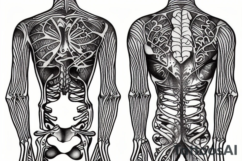 skeleton body that is wearing a suit tattoo idea