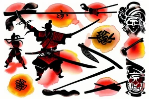 A samurai in sunset with a katana tattoo idea