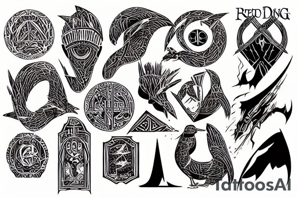 Writing Red Duck is my Friend in lord of the rings font tattoo idea