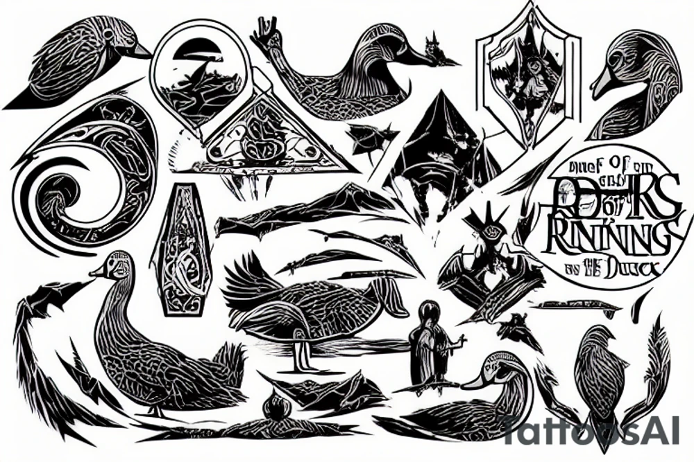 Writing Red Duck is my Friend in lord of the rings font tattoo idea