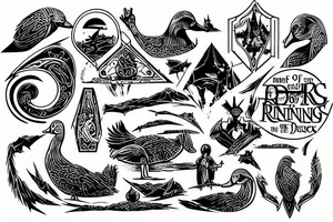 Writing Red Duck is my Friend in lord of the rings font tattoo idea
