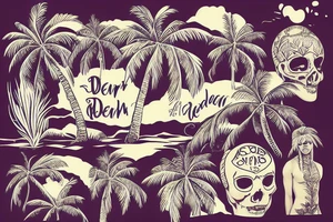 Dear under a palm tree on a high cliff tattoo idea